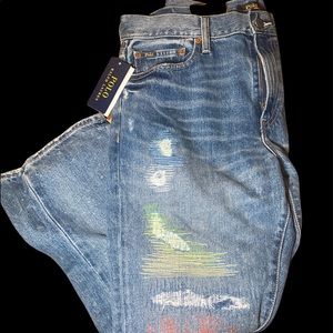 🆕Polo Ralph Lauren🏇Size 31 Avery Boyfriend distressed Multicolored Stitch Jean